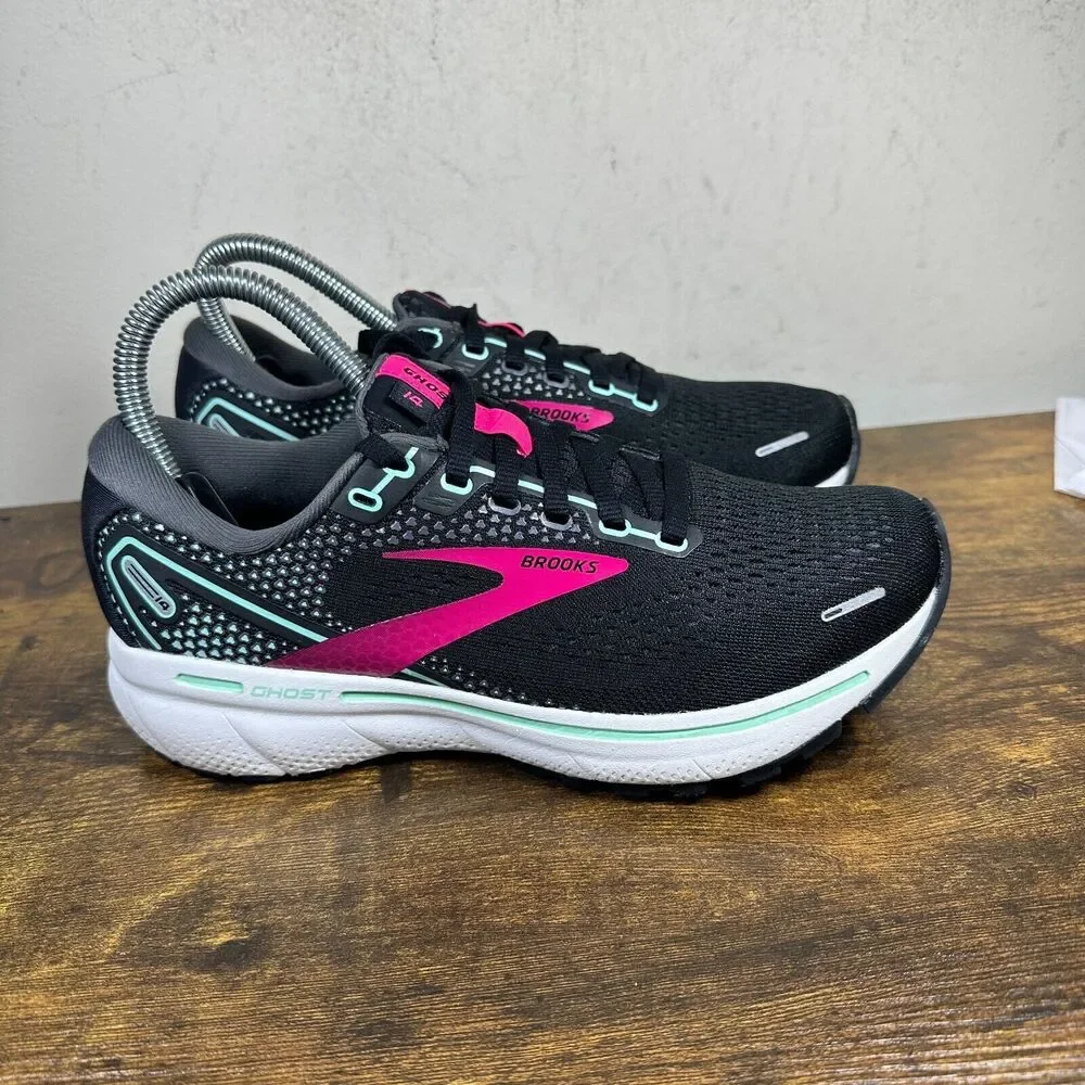 Brooks Ghost 14 1203561B013 Black Pink Lace Up Running Shoes Women's Size 6 B